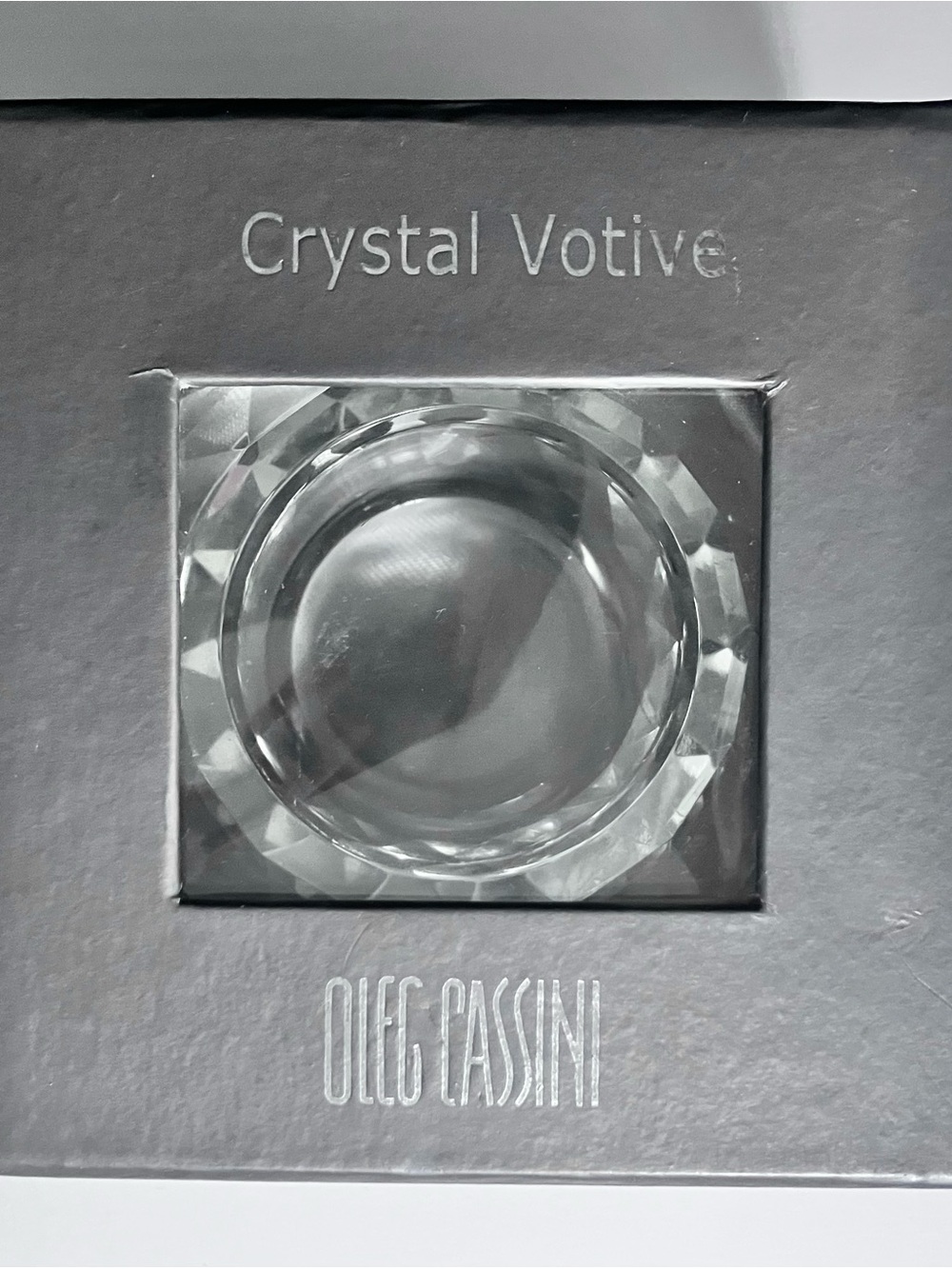 OLEG CASSINI Cut Ball CRYSTAL VOTIVE Candleholder / ORIGINAL BOX & Papers / 3in. - Picture 6 of 12